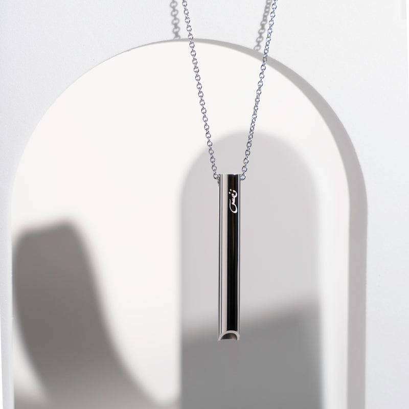 Nafas breathing necklace in silver with Arabic engraving